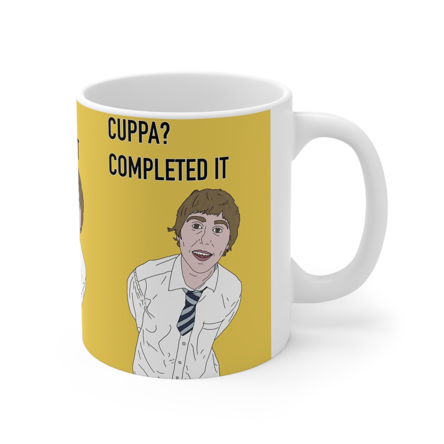 Inbetweeners Jay Cartwright "Cuppa? Completed It" Yellow Funny Office Coffee Cup