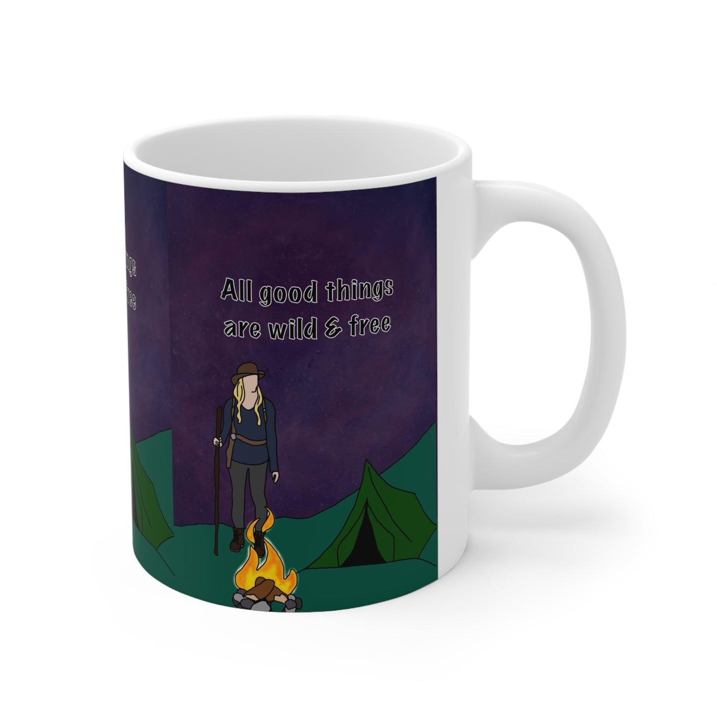 All Good Things Are Wild & Free Camping Mug — Ceramic Coffee Cup