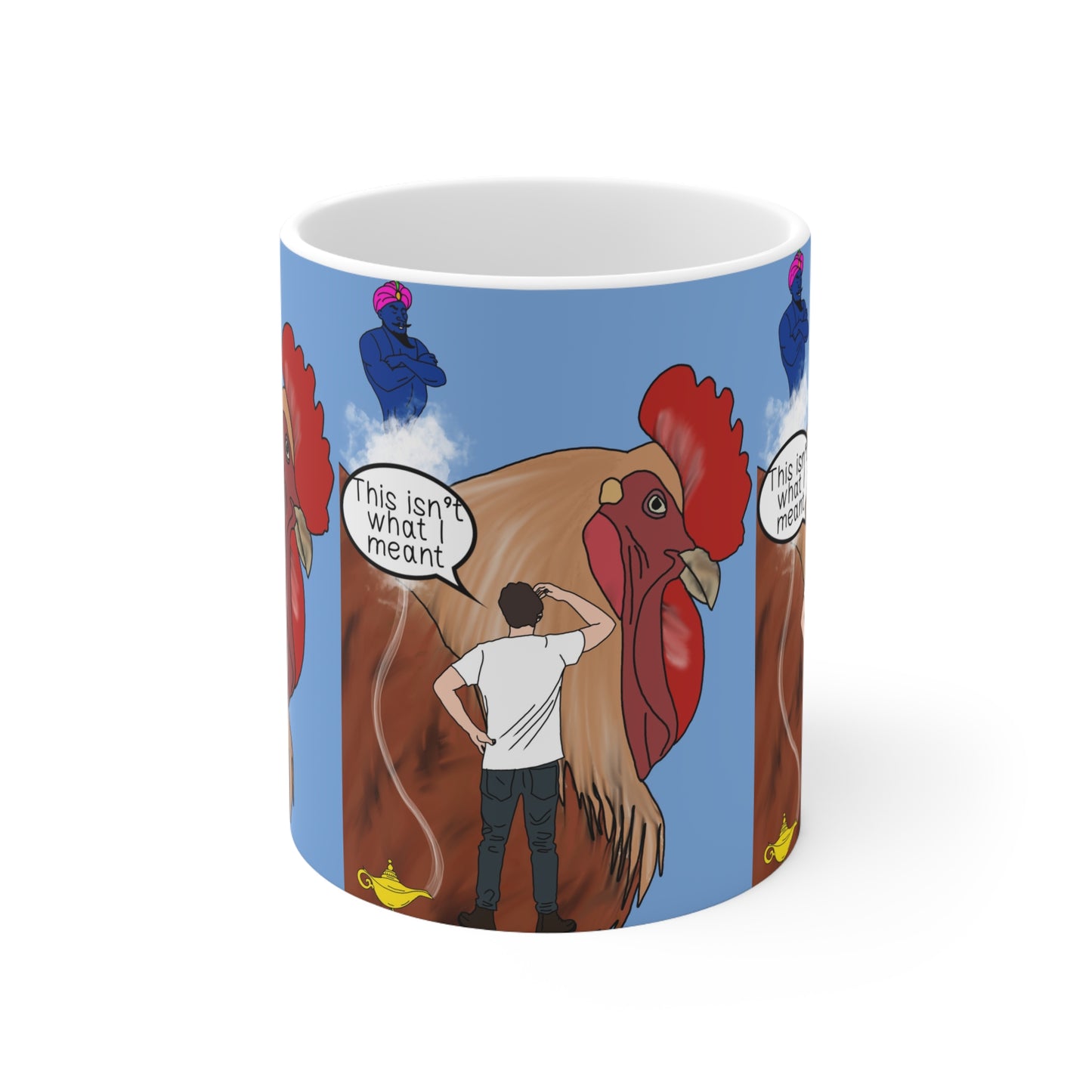 Funny Rooster Comic Coffee Mug — "This Isn't What I Meant"