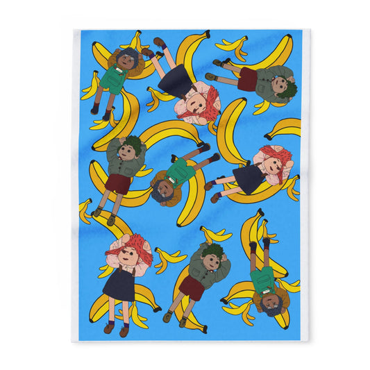 Banana Tots Fleece Blanket — Playful Cartoon Bananas