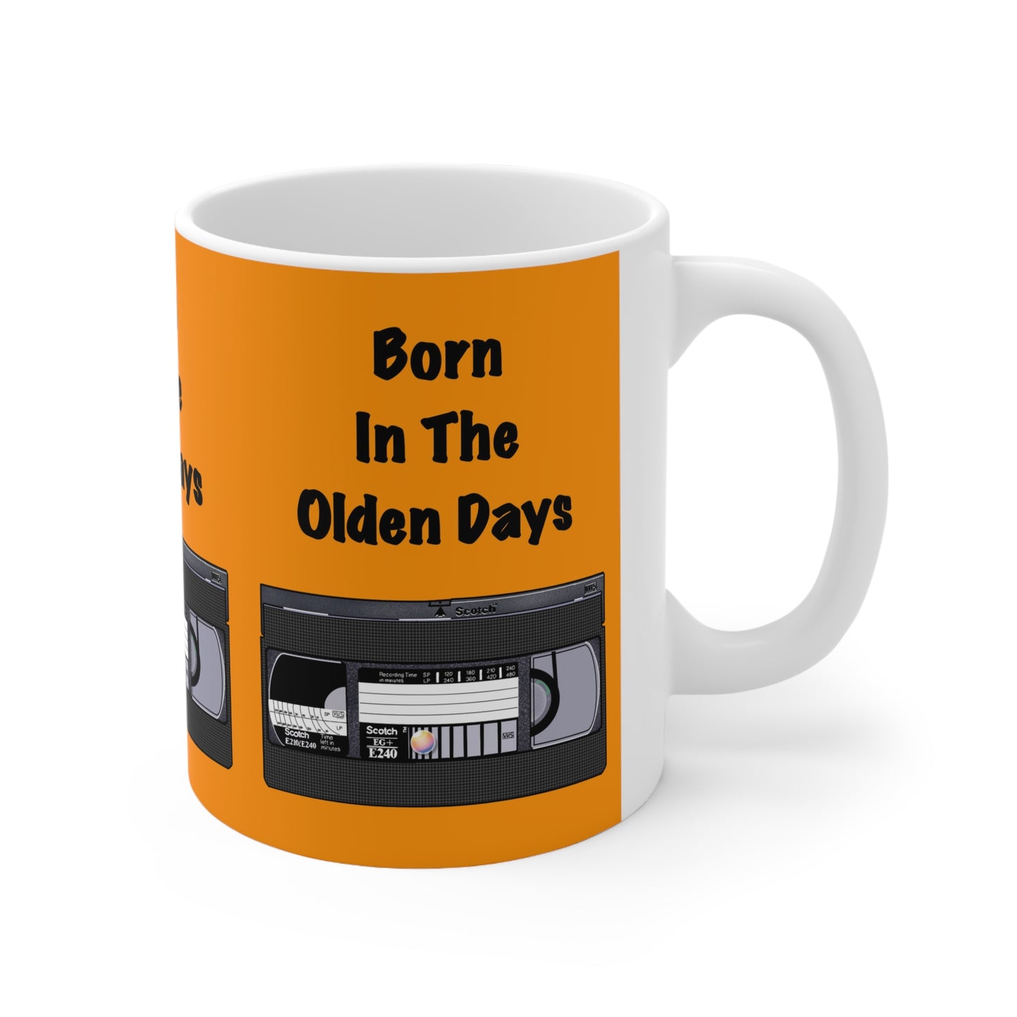 Retro VHS 'Born in the Olden Days' Coffee Mug — 11oz & 15oz Ceramic