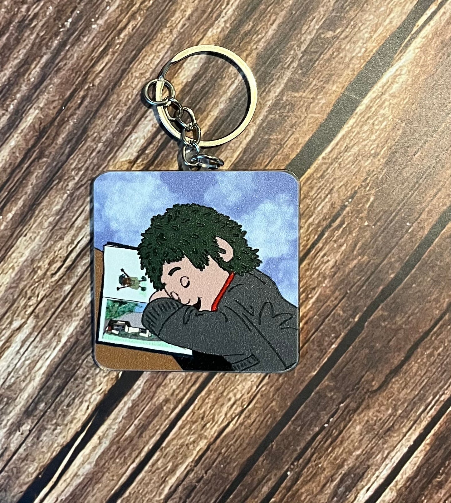 Tired Tiny Two Sided Keyring