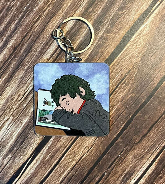 Tired Tiny Two Sided Keyring