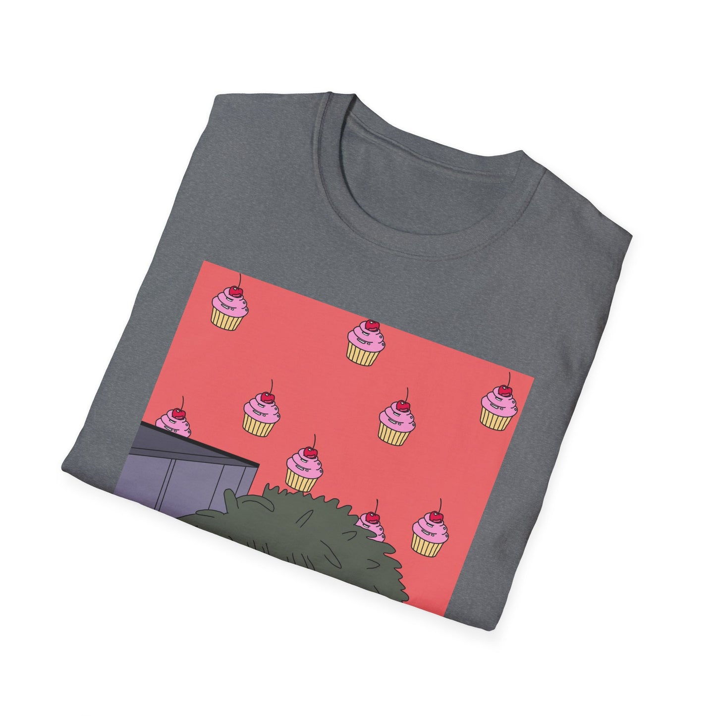 Cute Tiny Cake Character T-Shirt — Playful Cupcake Pattern Tee