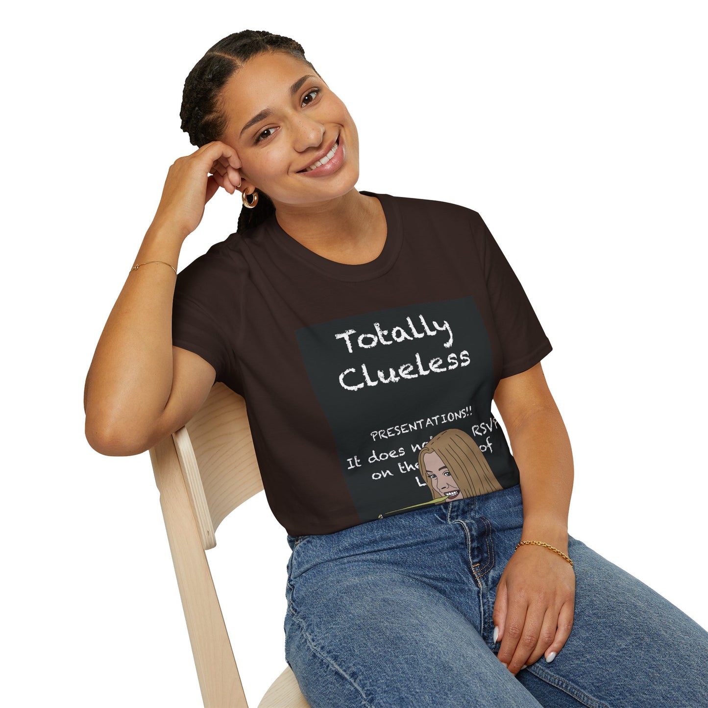 Totally Clueless Graphic T-Shirt — Funny Retro Chalkboard Illustration
