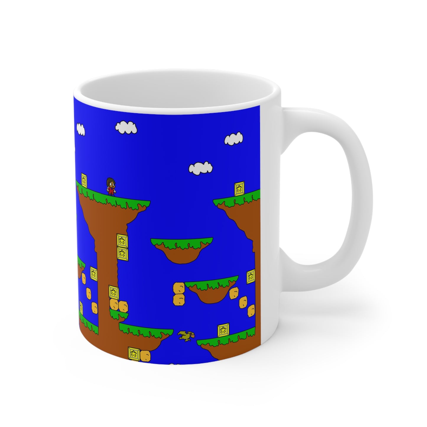 Alex The Kid Pixel Platformer Game Scene Mug — Retro 8‑Bit Floating Islands Coffee Cup (11oz & 15oz)