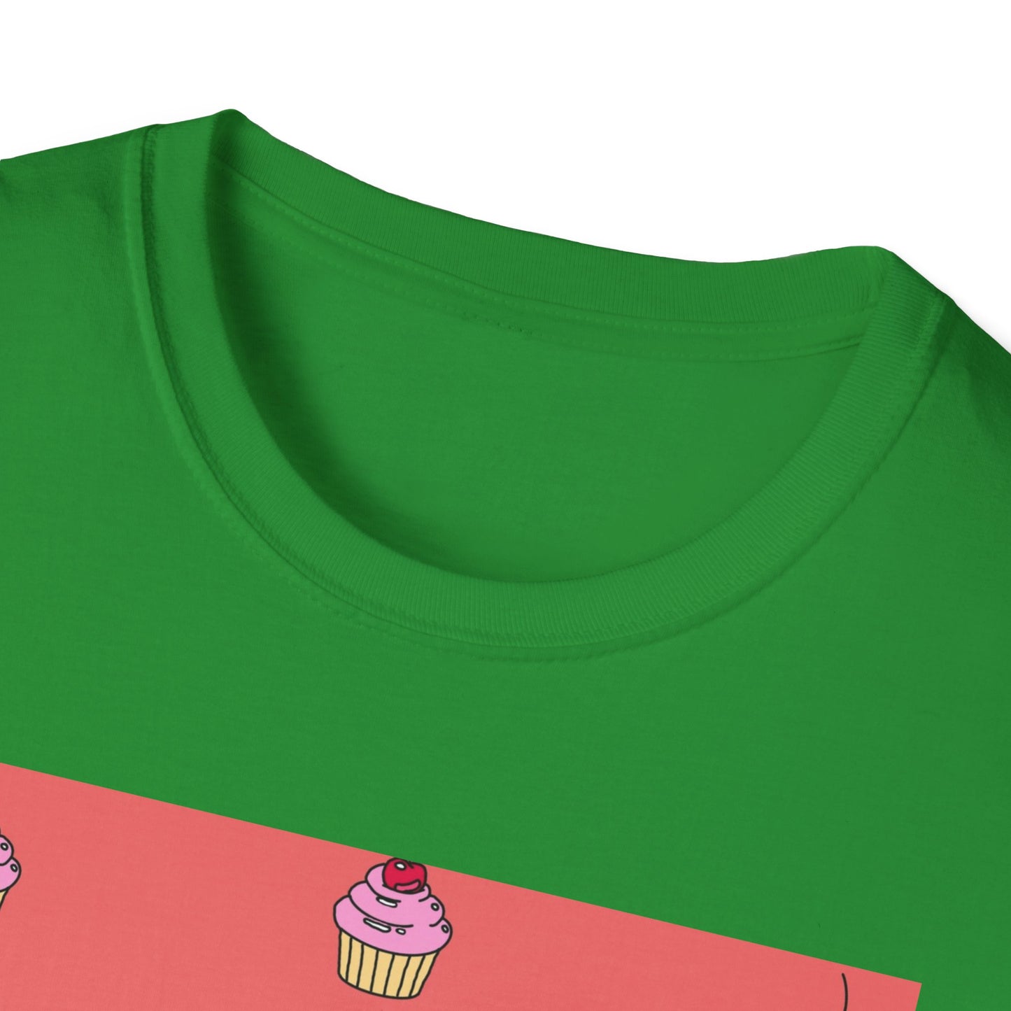 Cute Tiny Cake Character T-Shirt — Playful Cupcake Pattern Tee