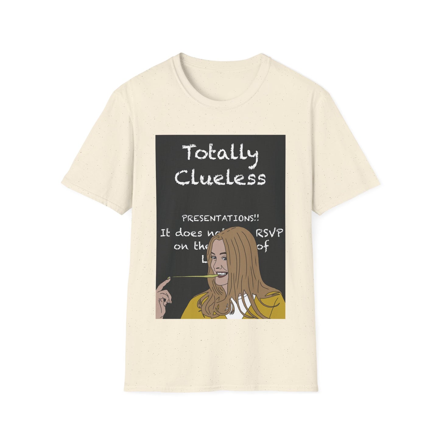 Totally Clueless Graphic T-Shirt — Funny Retro Chalkboard Illustration