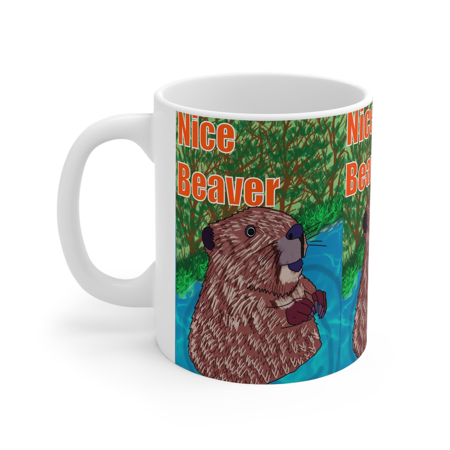 Nice Beaver Ceramic Coffee Mug — Cute Woodland Animal