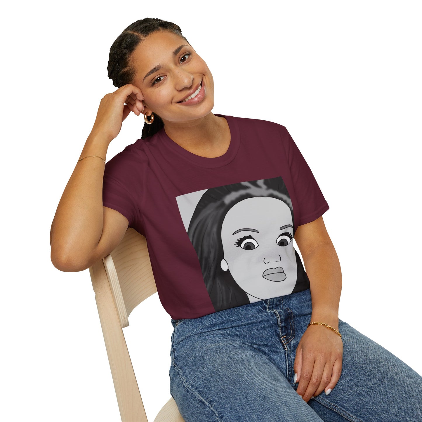 WTF Expression Portrait T-Shirt — Minimal Monochrome Face Art Tee
