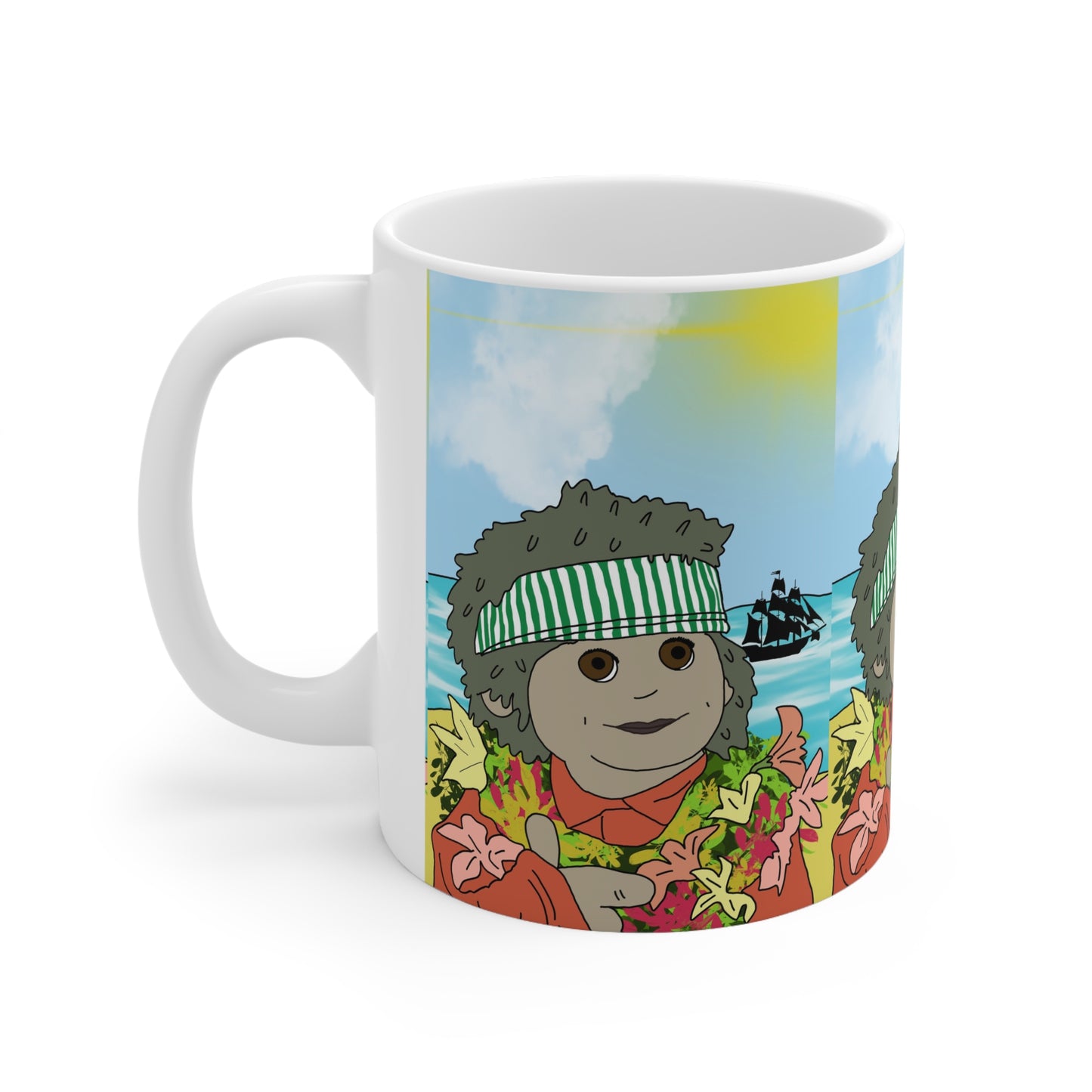 Hawaiian Tiny Sunset Ceramic Mug — Cute Island Character Coffee Cup (11oz & 15oz)