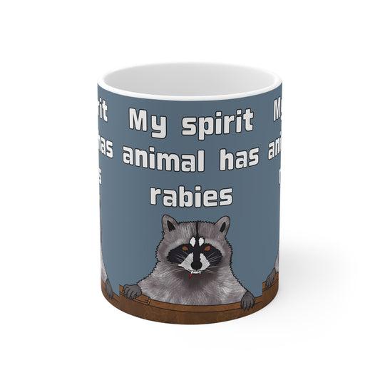 My Spirit Animal Has Rabies | Funny Raccoon Mug | More Jam