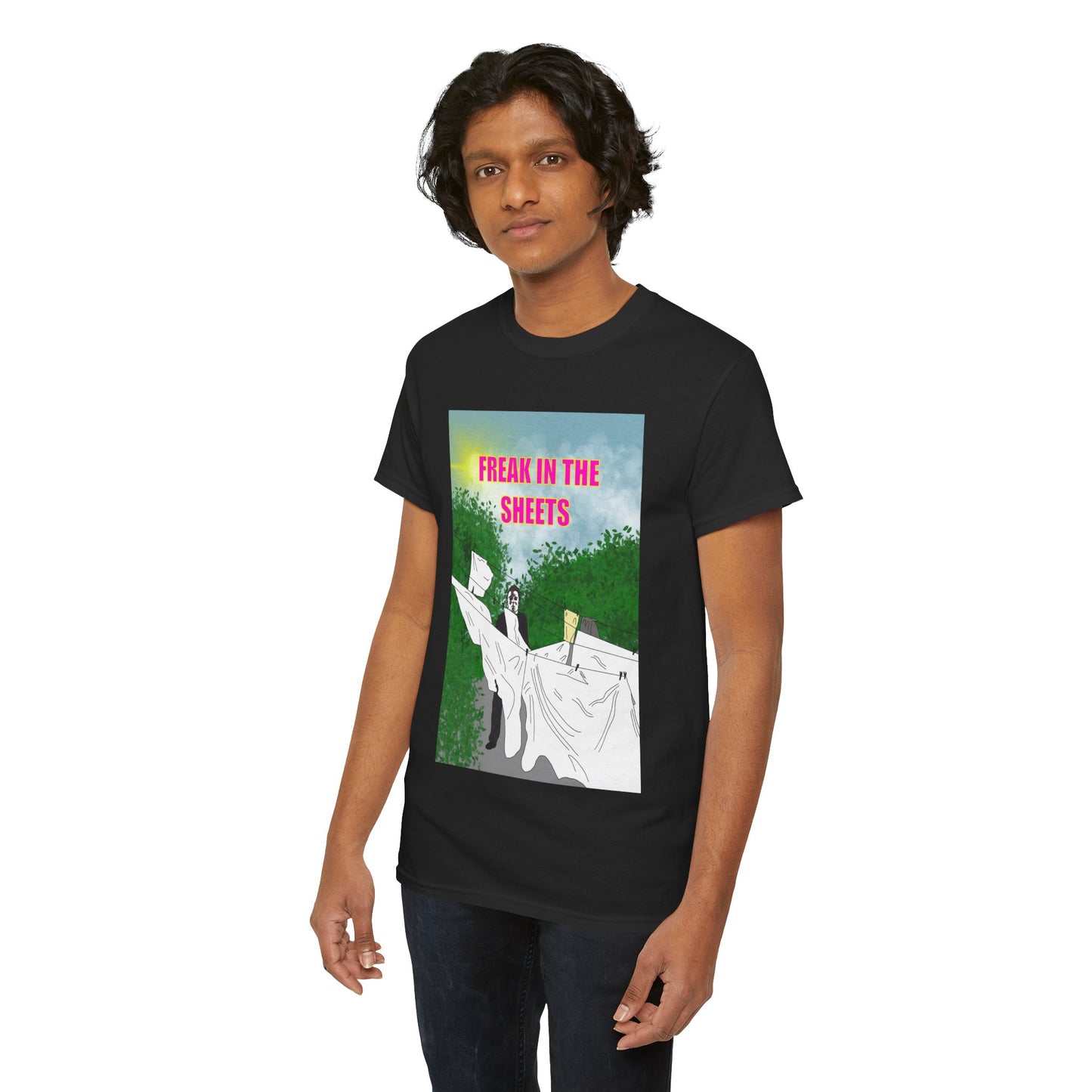 Graphic Tee — "Freak in the Sheets" Retro Ghost Design