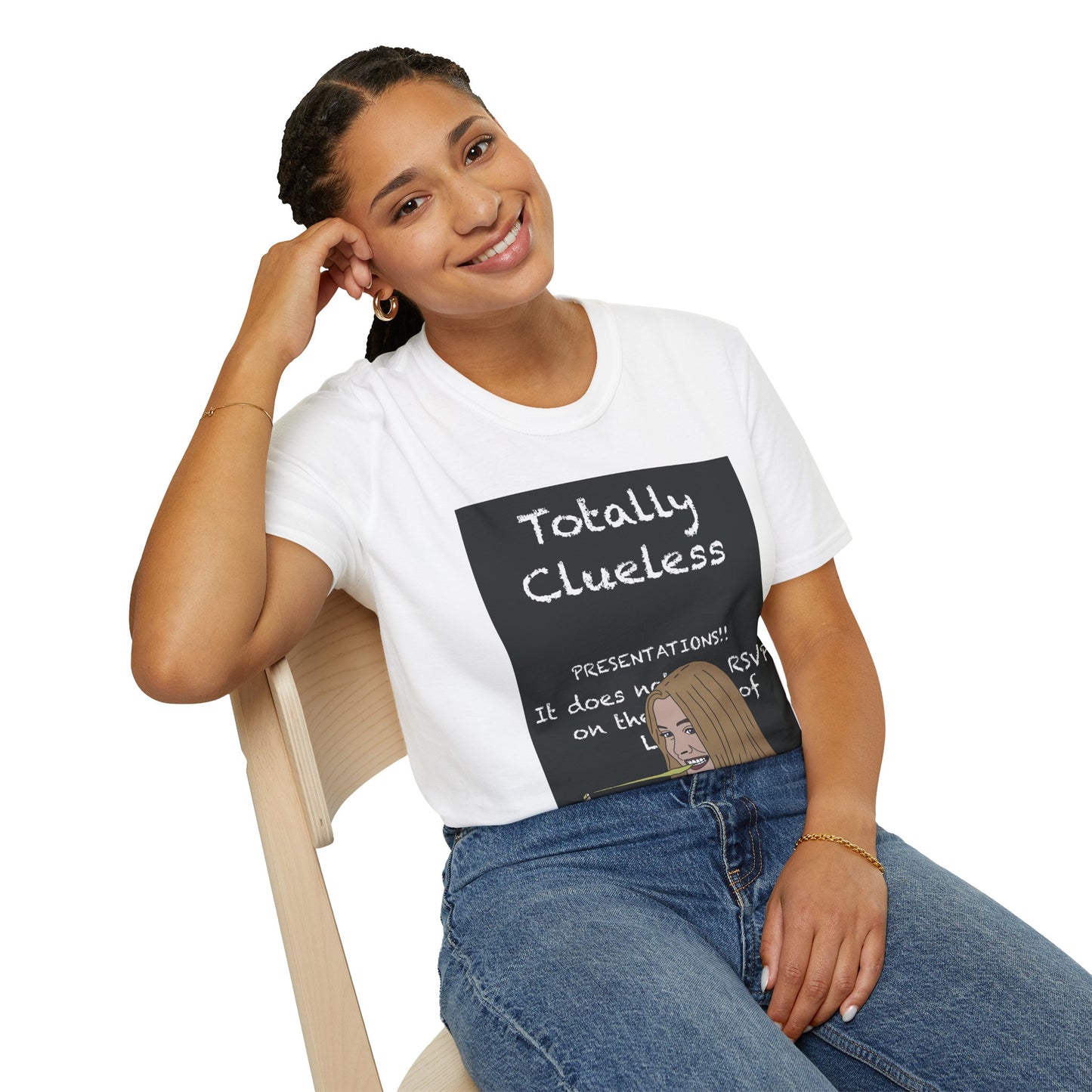 Totally Clueless Graphic T-Shirt — Funny Retro Chalkboard Illustration