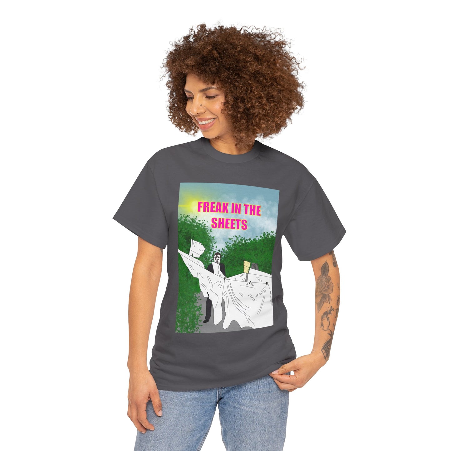 Graphic Tee — "Freak in the Sheets" Retro Ghost Design