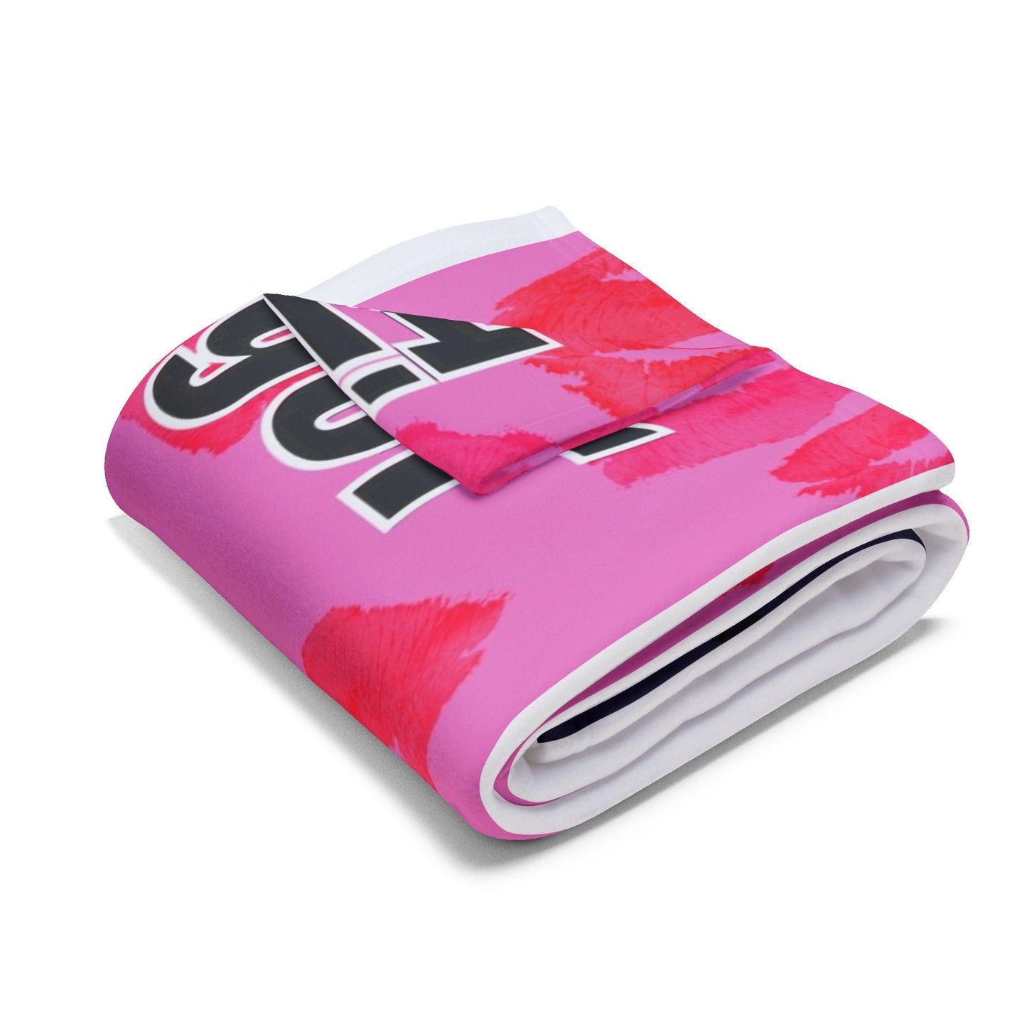 Limited Edition Valentines Day Scary Tiger Pink Kiss-Print Arctic Fleece Blanket