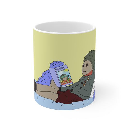 Personalised Illustrated Cozy Reading Mug — Tiny Relaxing with Island Book