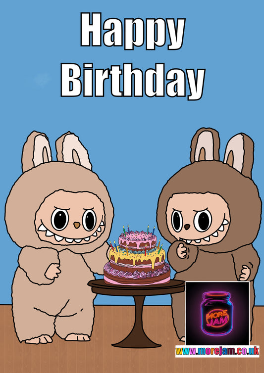 Birthday Card Labubu Birthday Cake