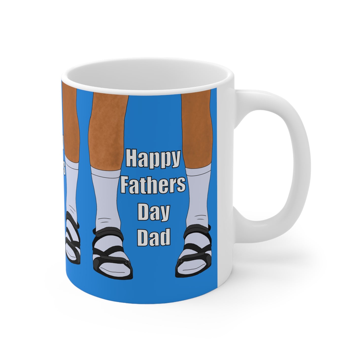 Father's Day Coffee Mug — "Happy Fathers Day Dad" Funny Sandals & Socks Ceramic Mug (11oz/15oz)