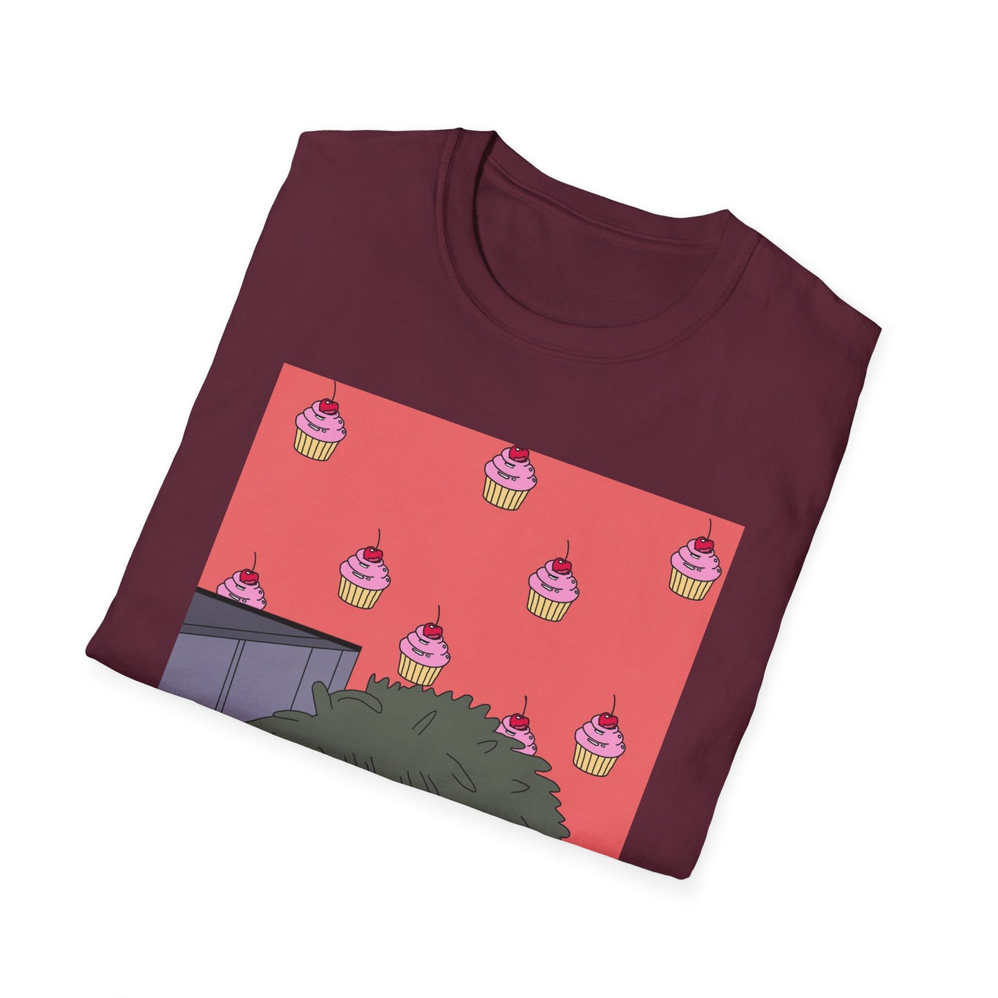 Cute Tiny Cake Character T-Shirt — Playful Cupcake Pattern Tee