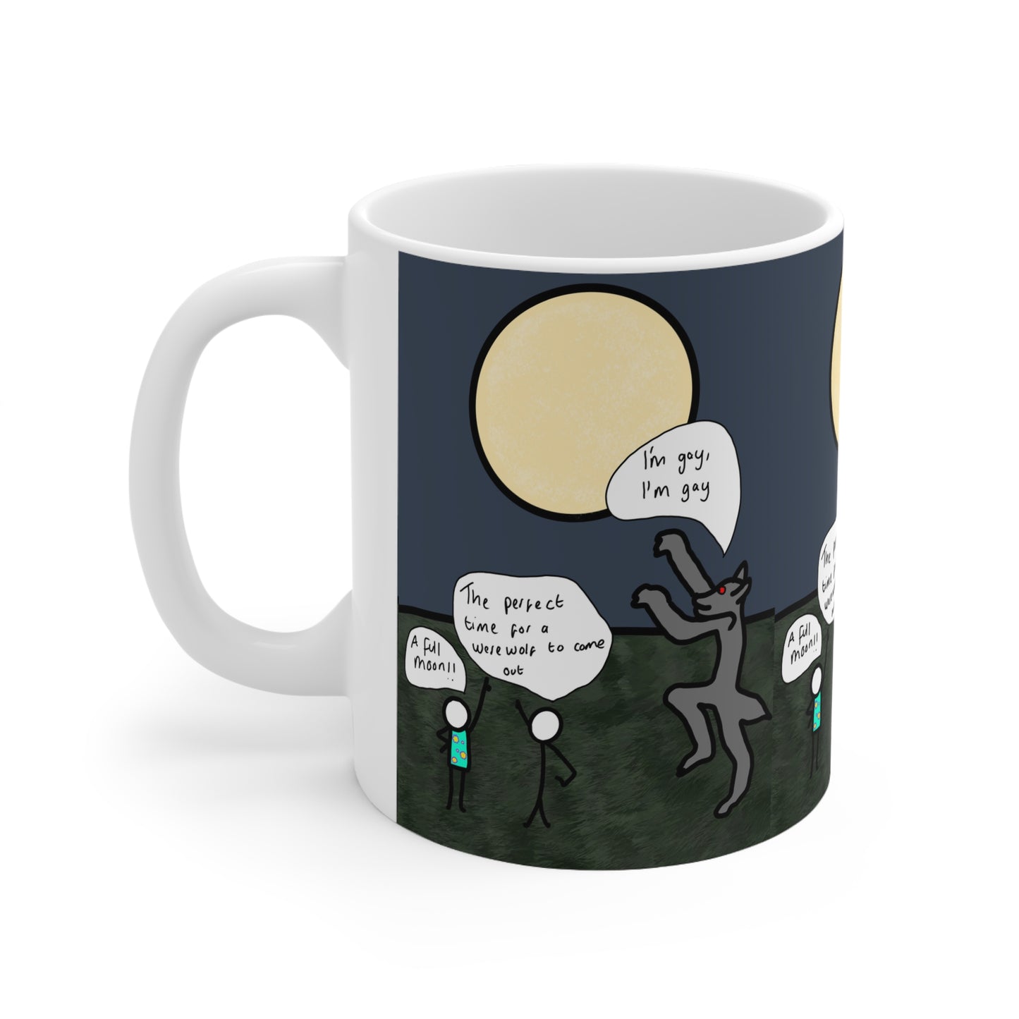Full Moon Wolf Meme | Funny Mug | More Jam