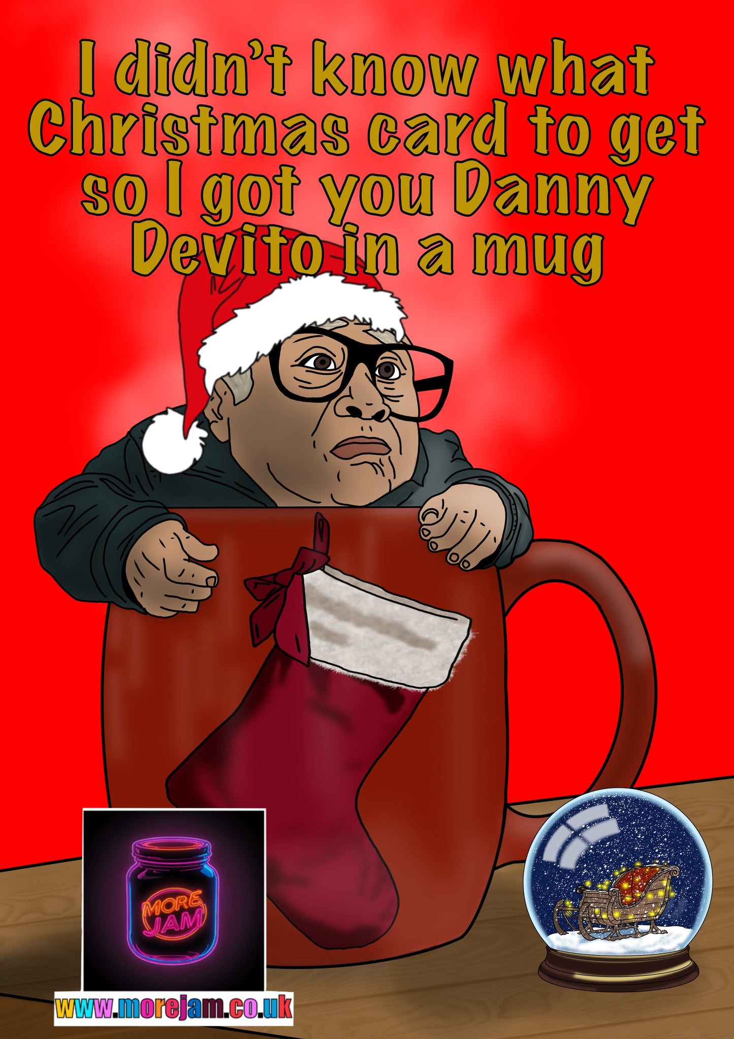 Christmas Card Danny Devito In A Mug