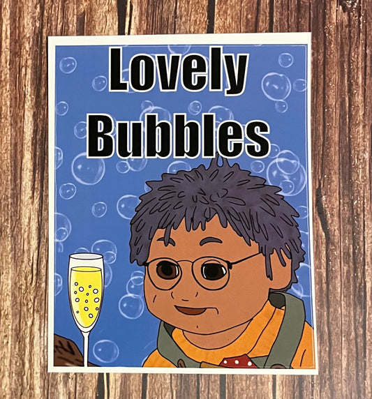 Lovely Bubbles blue Wine Sticker Labels