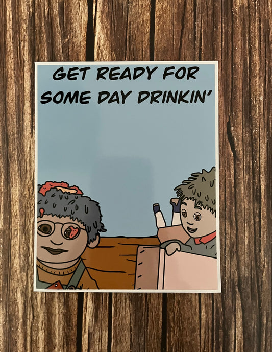 Day Drinking Wine Sticker Labels