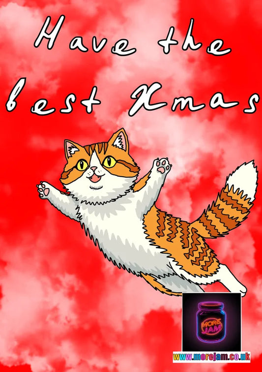 Flying Cat | Funny Christmas Card | More Jam