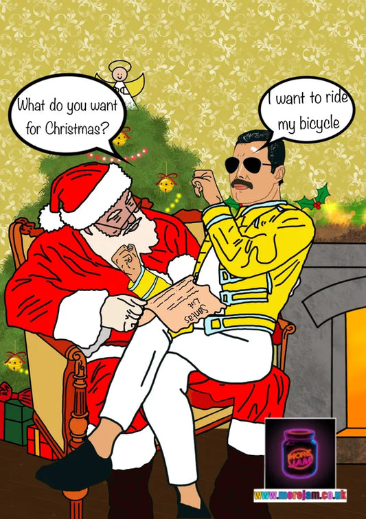 Freddie Mercury Queen I Want…To Ride my Bicycle | Funny Christmas Card | More Jam