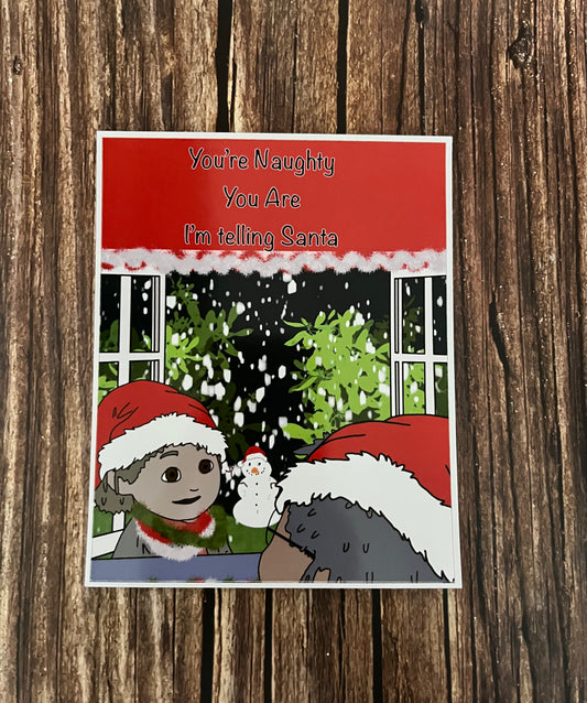 Christmas You're Naughty Wine Sticker Labels