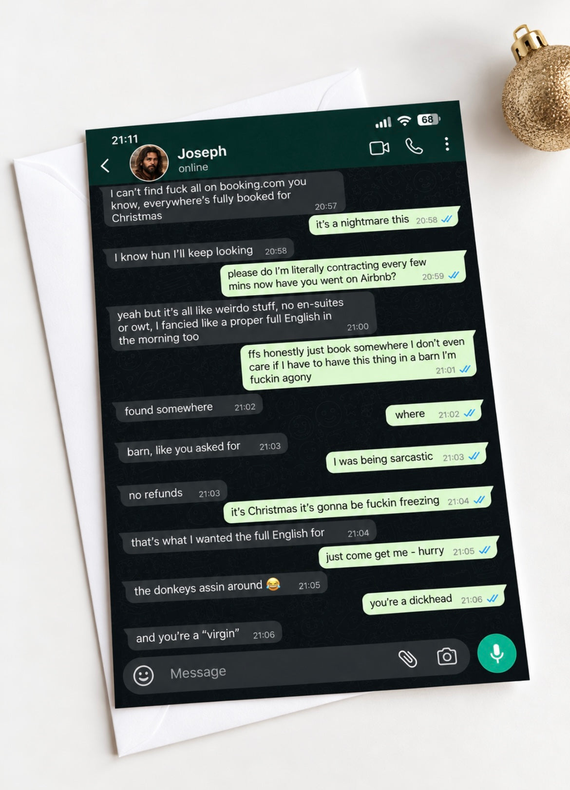 Mary & Joseph WhatsApp Airbnb | Funny Christmas Card | More Jam