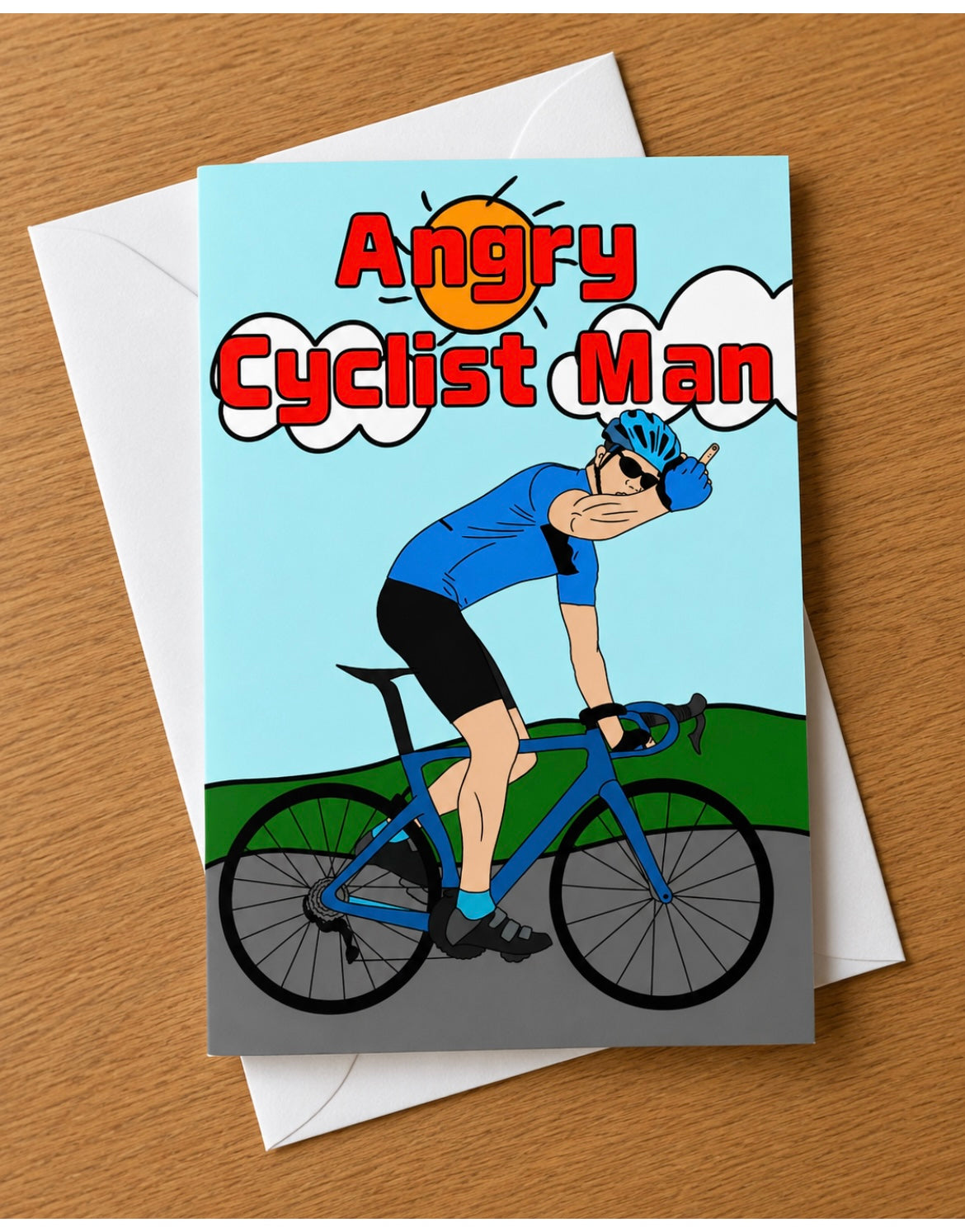Angry Cyclist | Funny Birthday Card | More Jam