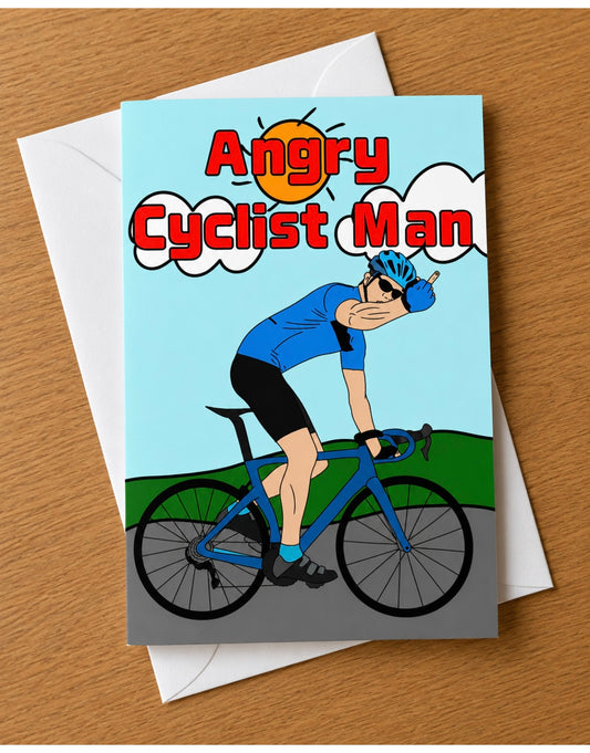 Angry Cyclist | Funny Birthday Card | More Jam