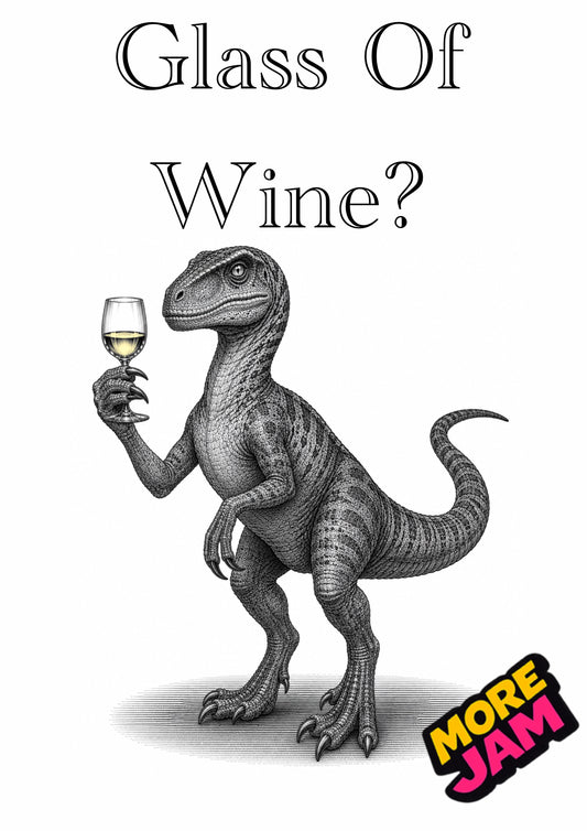 Sophisticated Velociraptor | Funny Birthday Card | More Jam