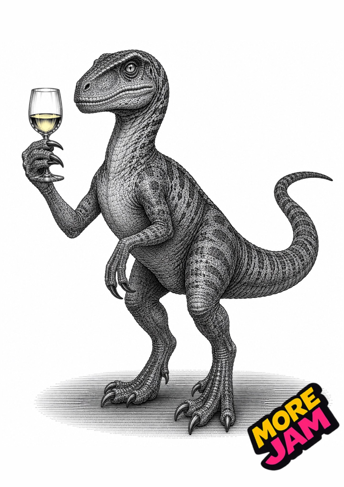 Sophisticated Velociraptor Print UK | Unique A4 Wall Art | More Jam
