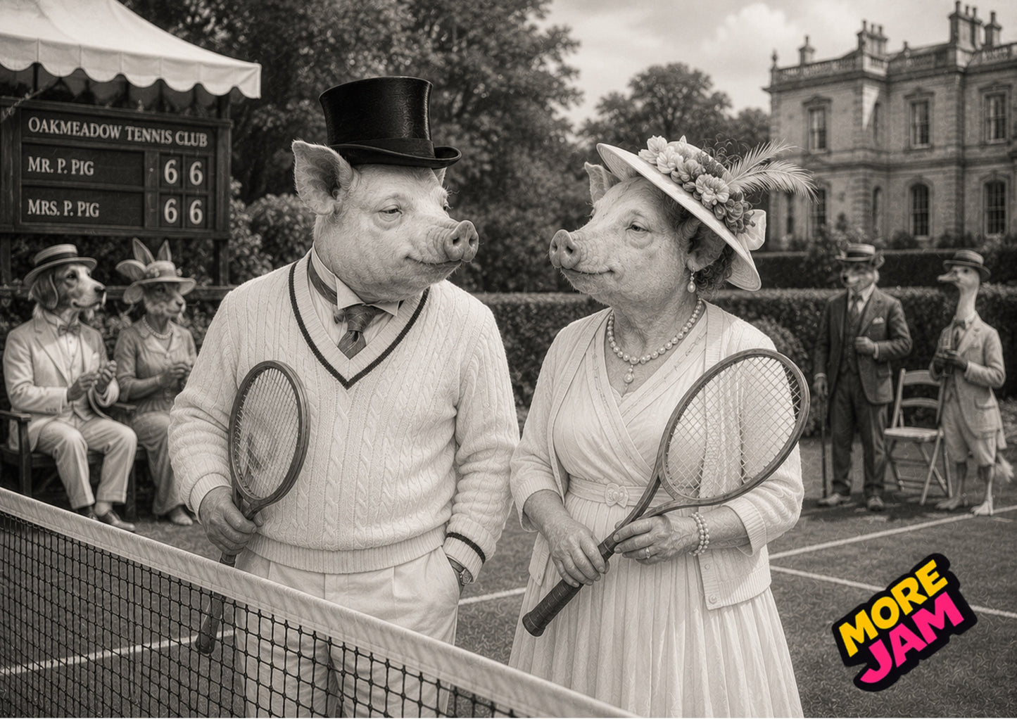 Sophisticated Pig Tennis Print UK | Unique A4 Wall Art | More Jam
