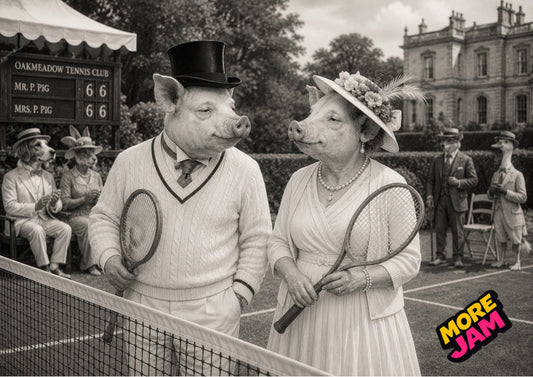 Sophisticated Pig Tennis Print UK | Unique A4 Wall Art | More Jam