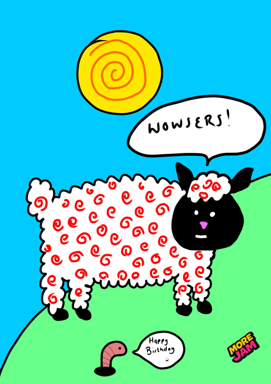 Fun Bright Sheep| Funny Birthday Card | More Jam