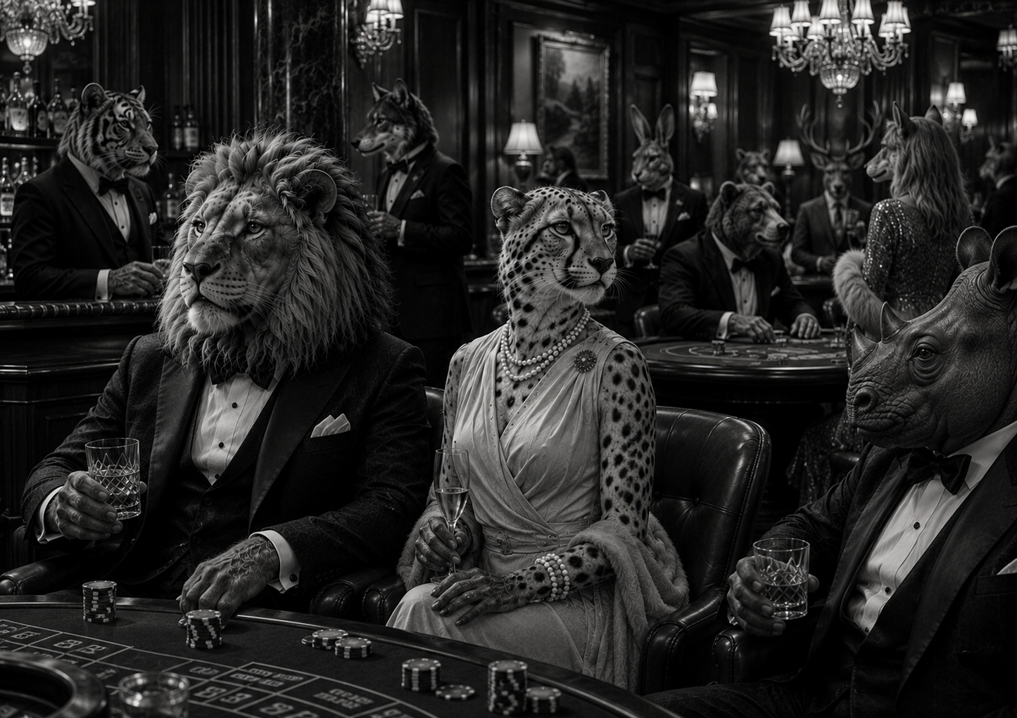 Sophisticated Casino Lounge Print UK | Unique A4 Wall Art | More Jam