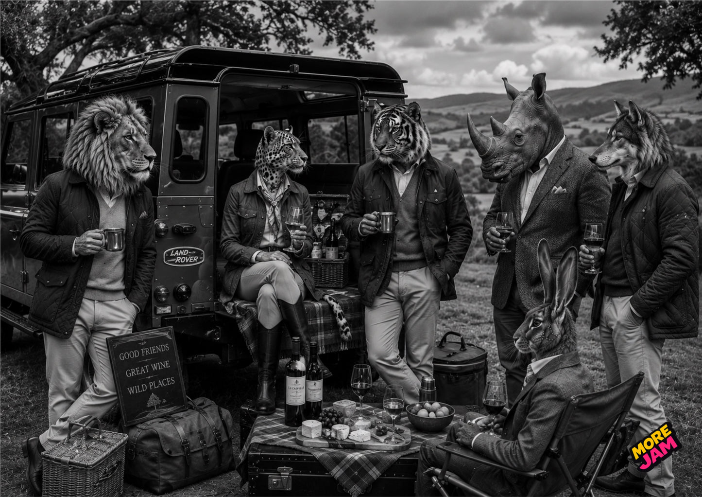Sophisticated Land Rover Picnic Tailgate UK | Unique A4 Wall Art | More Jam