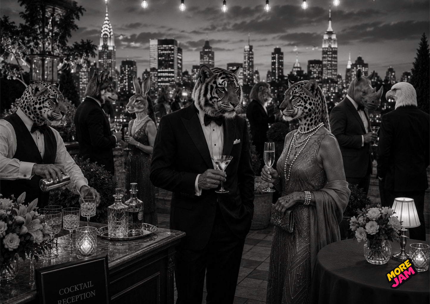 Sophisticated Rooftop Cocktail Reception UK | Unique A4 Wall Art | More Jam