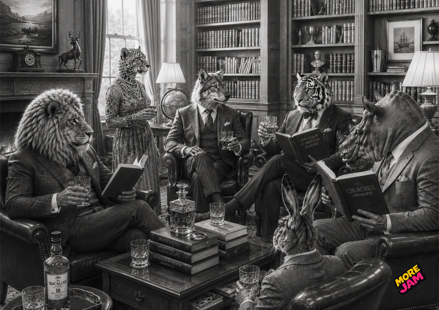 Sophisticated Library With Whiskey UK | Unique A4 Wall Art | More Jam
