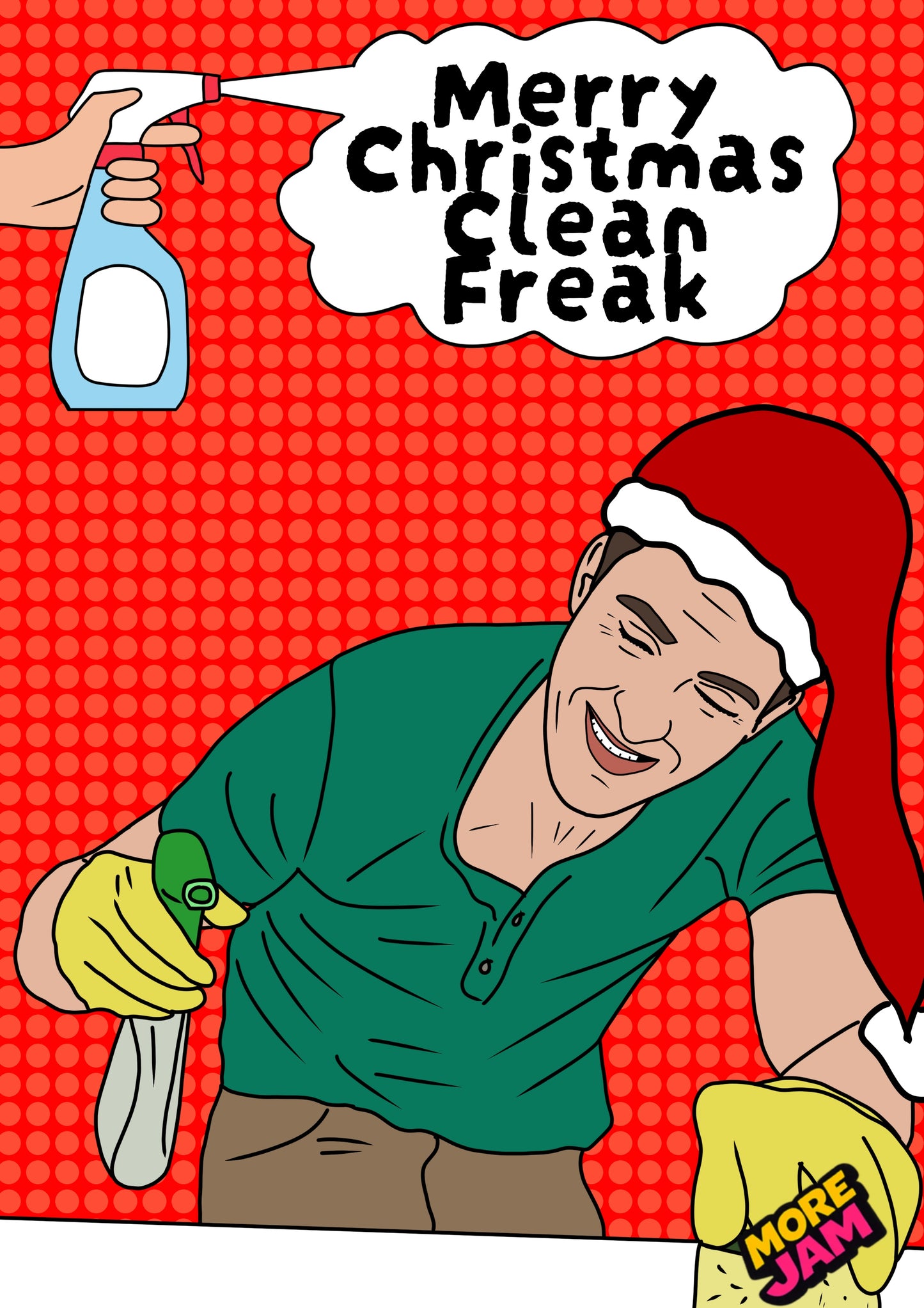 Christmas Clean Freak Man | Funny Christmas Card | More Jam