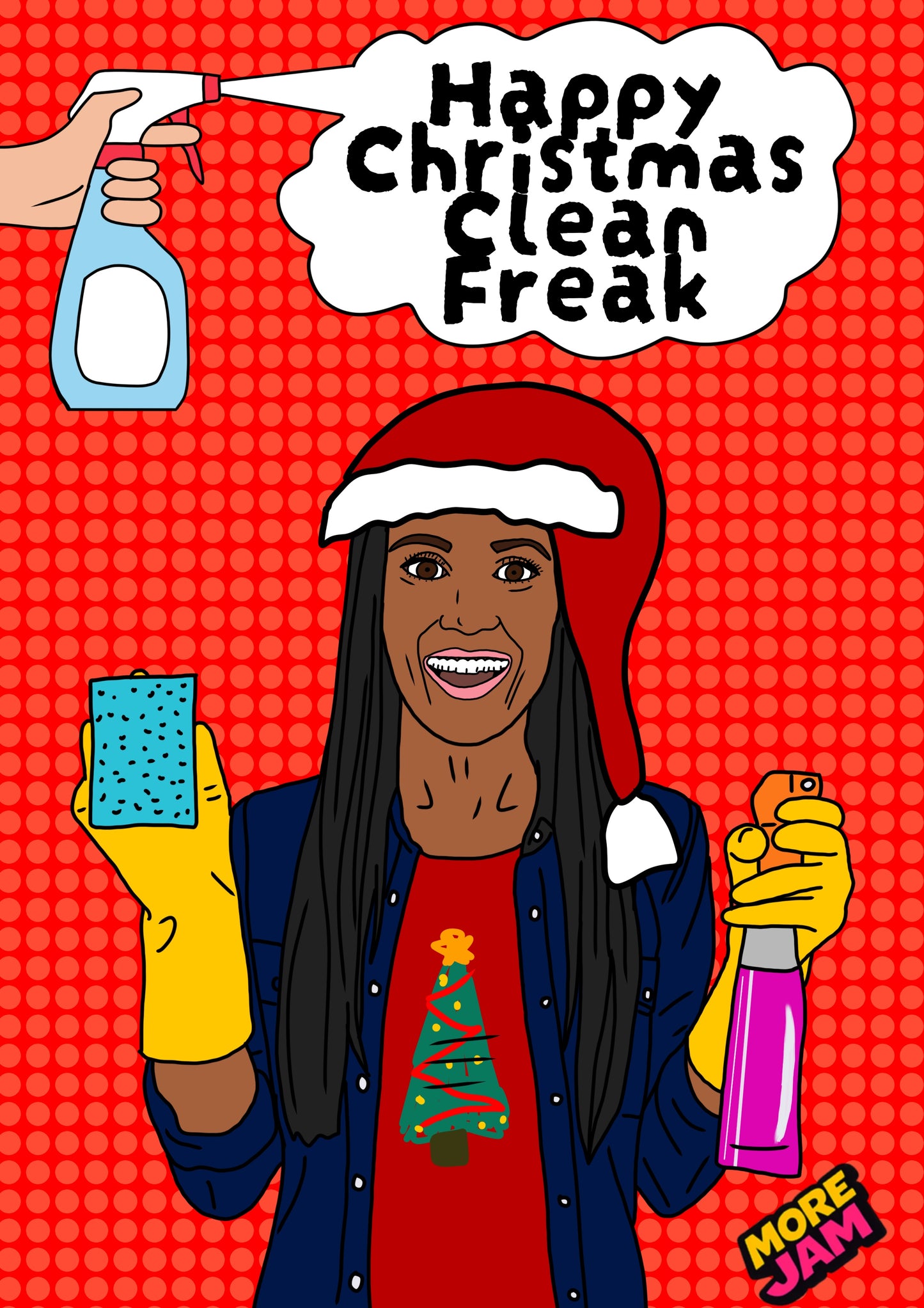Christmas Clean Freak Woman | Funny Christmas Card | More Jam