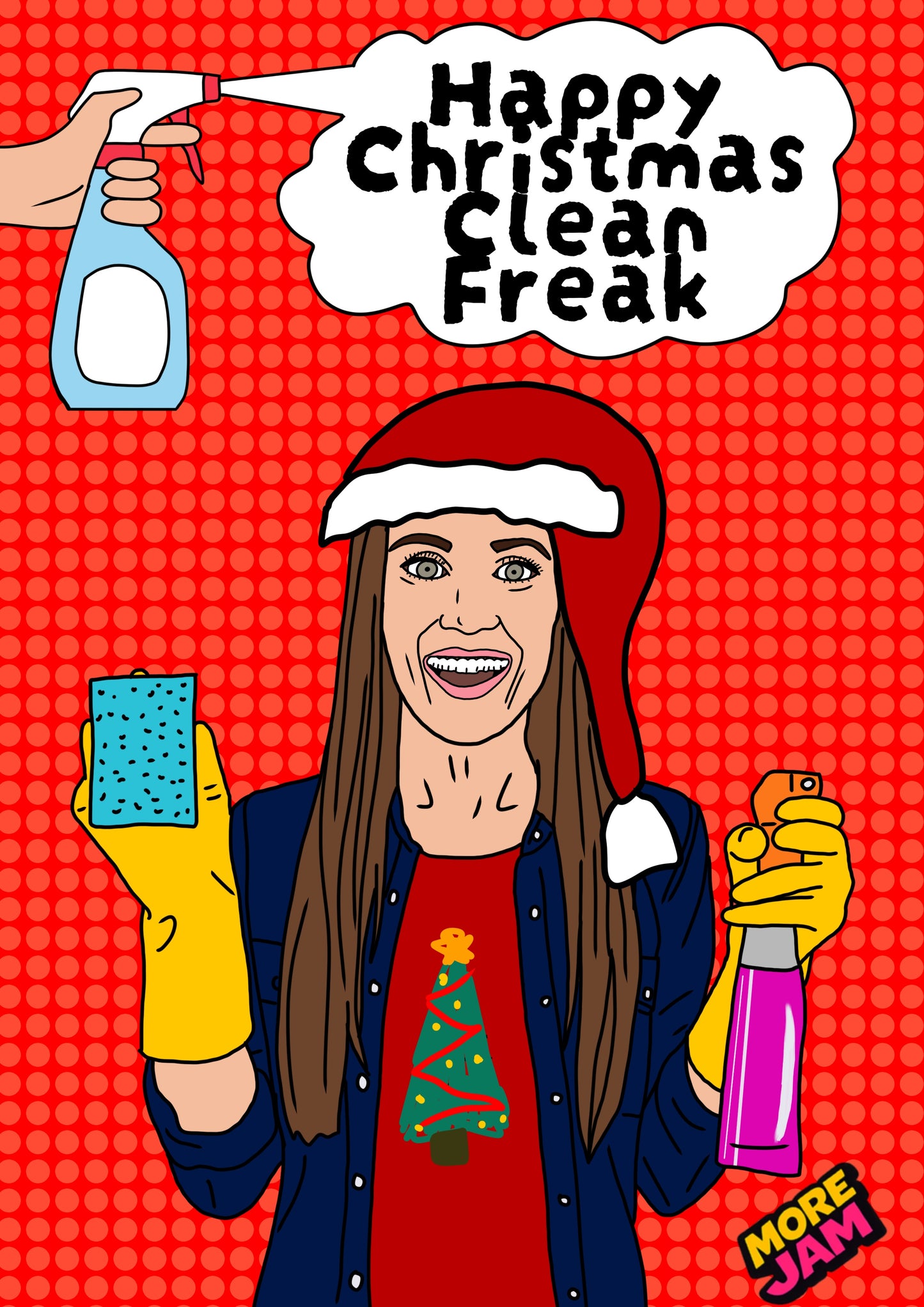 Christmas Clean Freak Woman | Funny Christmas Card | More Jam