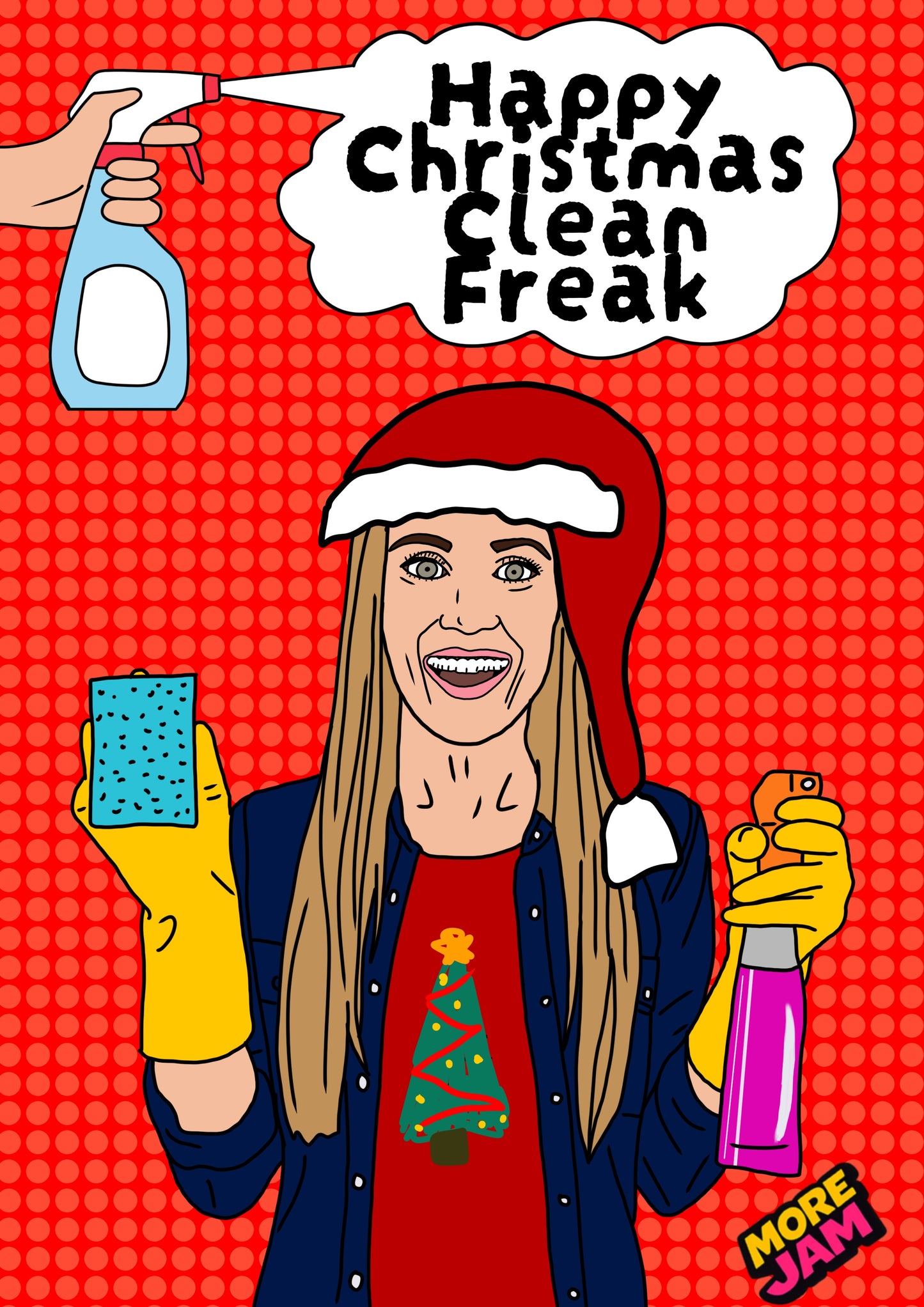 Christmas Clean Freak Woman | Funny Christmas Card | More Jam