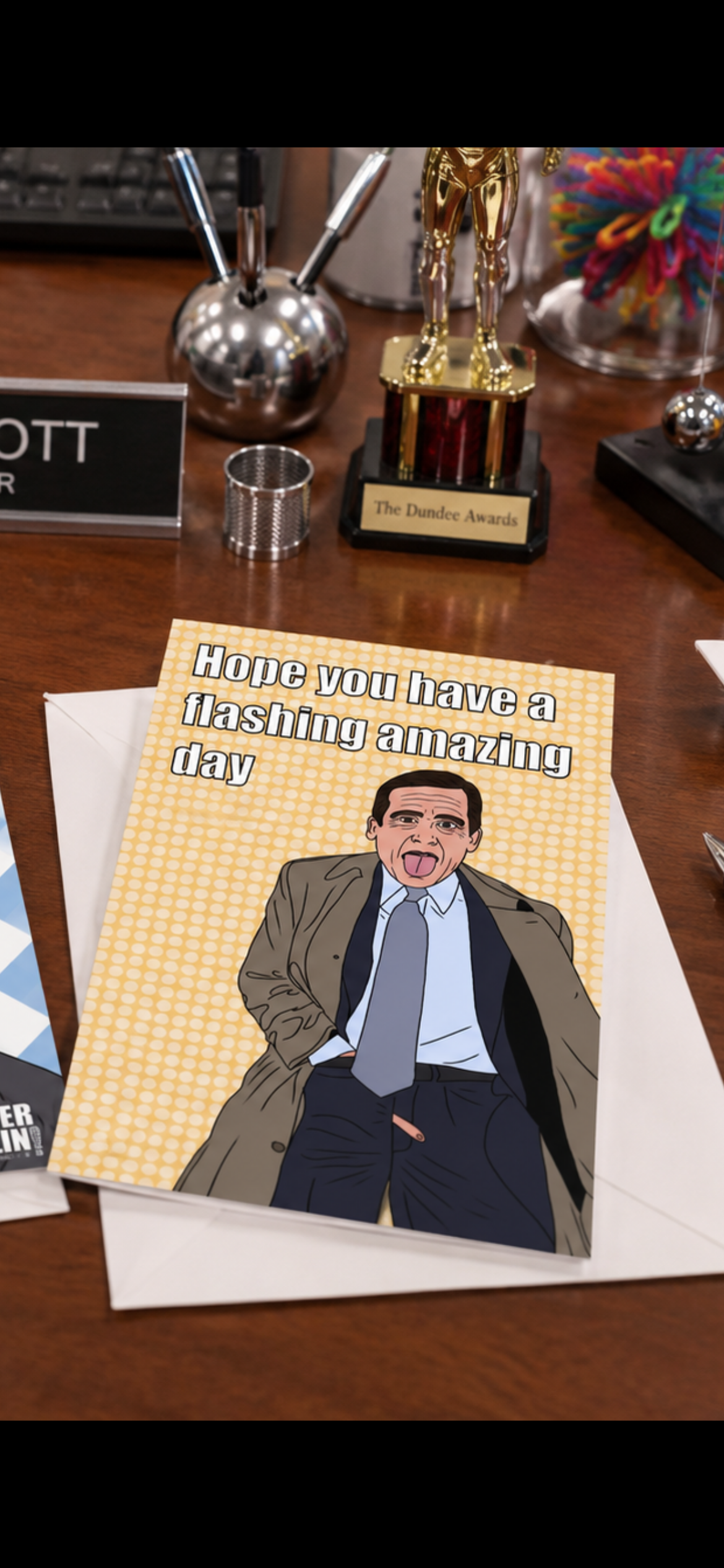 Flashing Good Day | The Office Michael Scott Birthday Card | More Jam