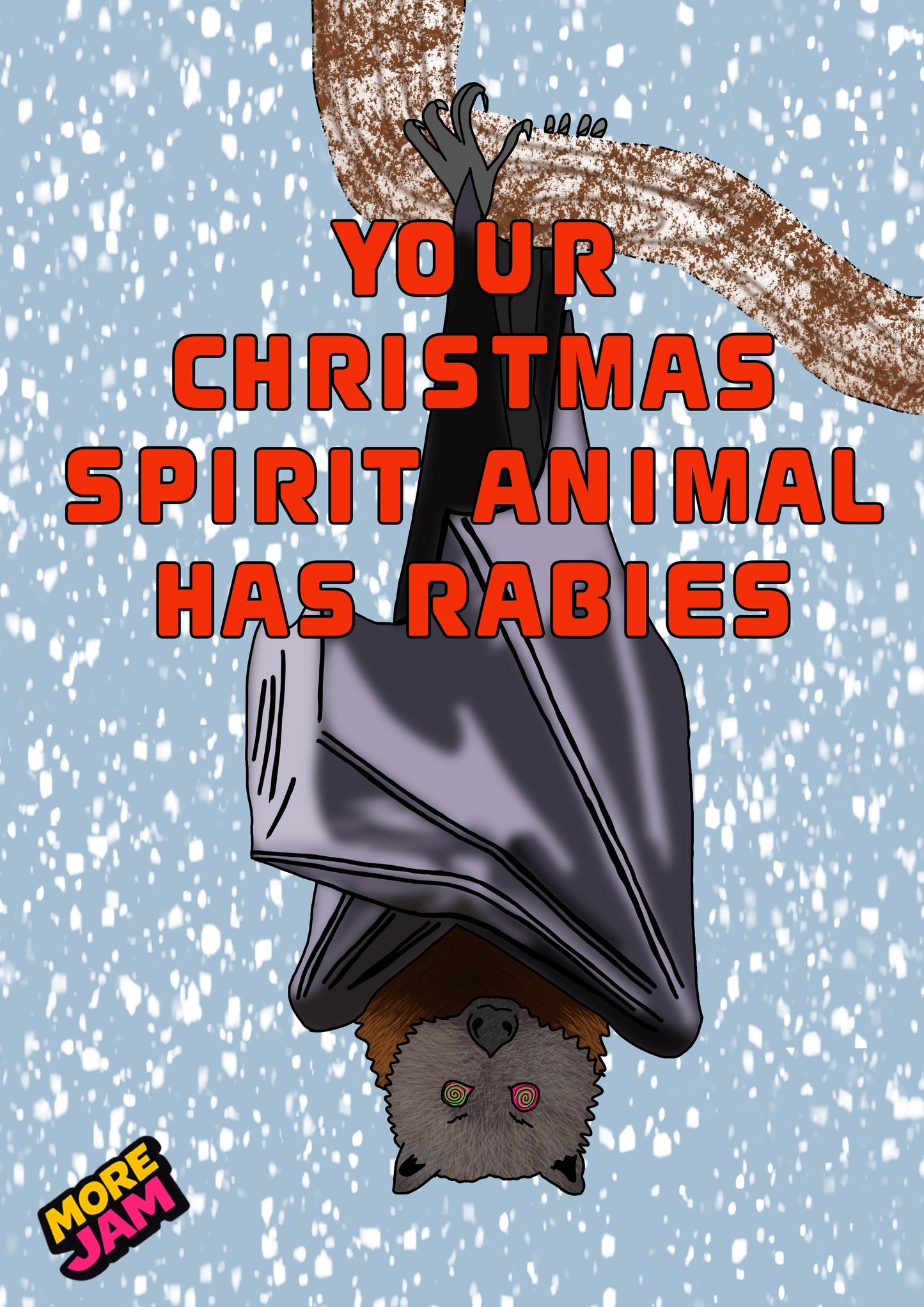 Christmas Spirit Rabies Bat | Funny Christmas Card | More Jam
