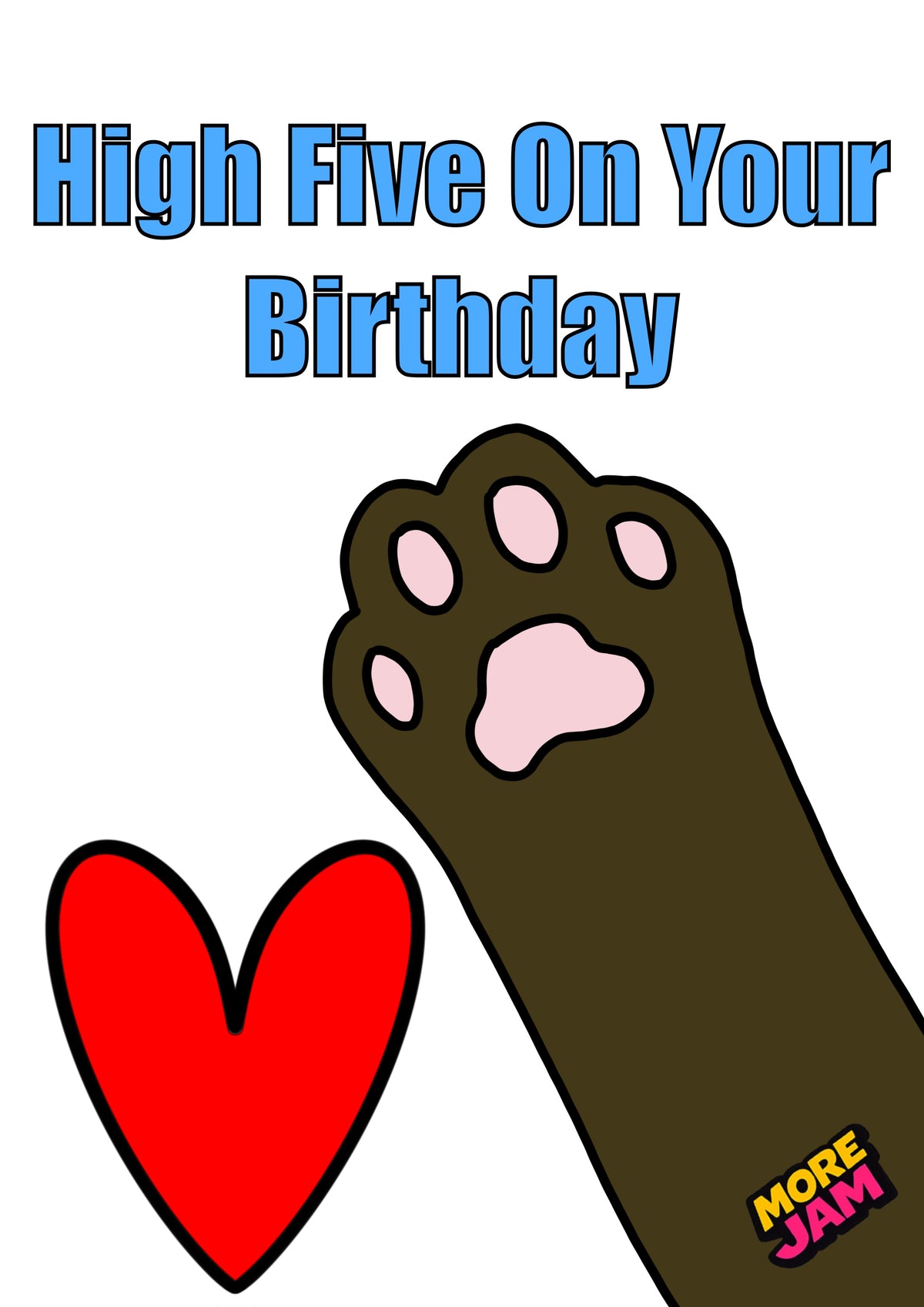 Funny Dog High Five Birthday Brown Paw | Funny Birthday Card | More Jam